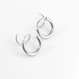 Nadare Co Chicago Faux Double Hoop Silver earring (no tarnish)